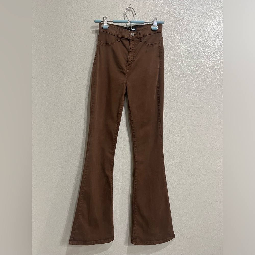 Fashion Nova Women Flare Jeans Brown Wide Leg Size 7